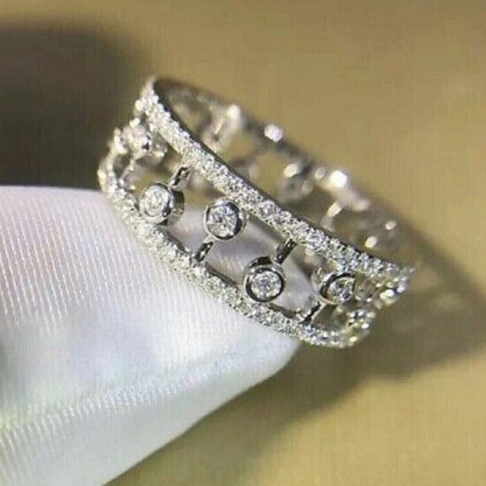 The Dainty Eternity Band with lab created stones and 925 silver Sz 9